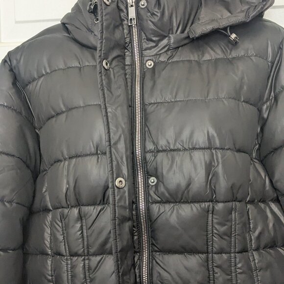 Guess Women's 3/4 Length Puffer Jacket With Pockets and Hood Sz XL Black - Picture 9 of 16